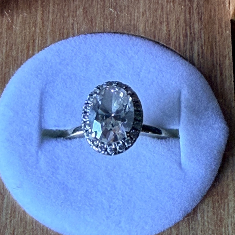 Brilliant Earth Silver Ring with Clear Gemstone - Picture 2 of 6